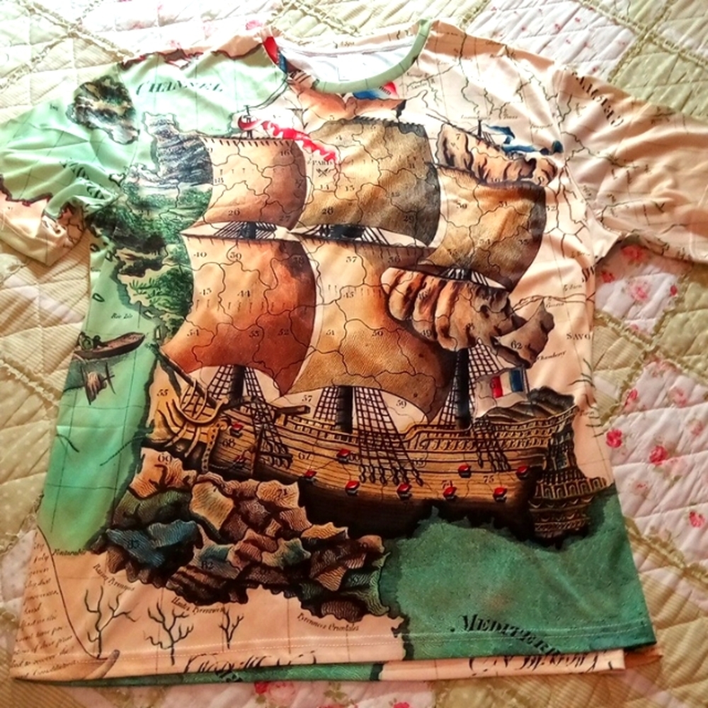 Men's 2XL Vintage Ship Shirt - Picture 1 of 6